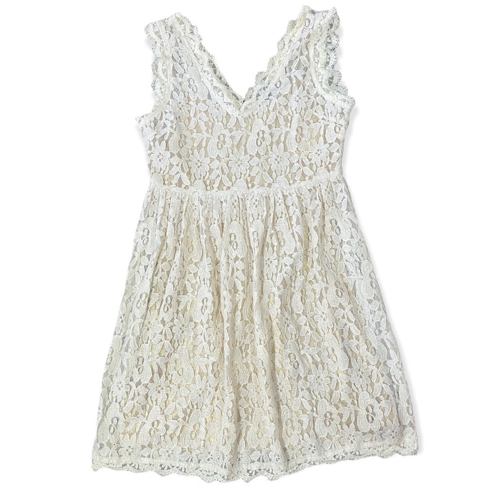 NWT Greylin Anthropologie Melusine Cream Lace and Gold 2 in 1 Dress sz L - Picture 2 of 12